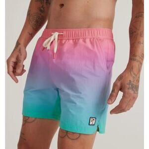 Marine Layer Mens Sz Large Ombre Swim Trunks Shorts 5" Inseam Bright Drawstring